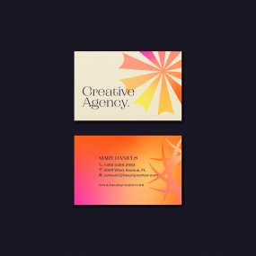 橙色渐变个性名片模板